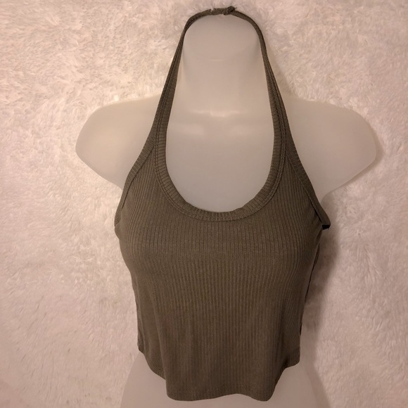 3/$30 olive halter crop - Picture 3 of 6